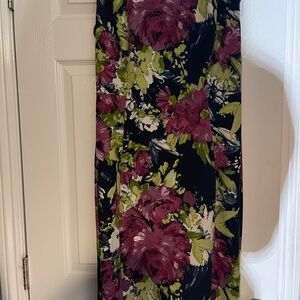 Enfocus Studio Floral Dress - Pink and Green on Black